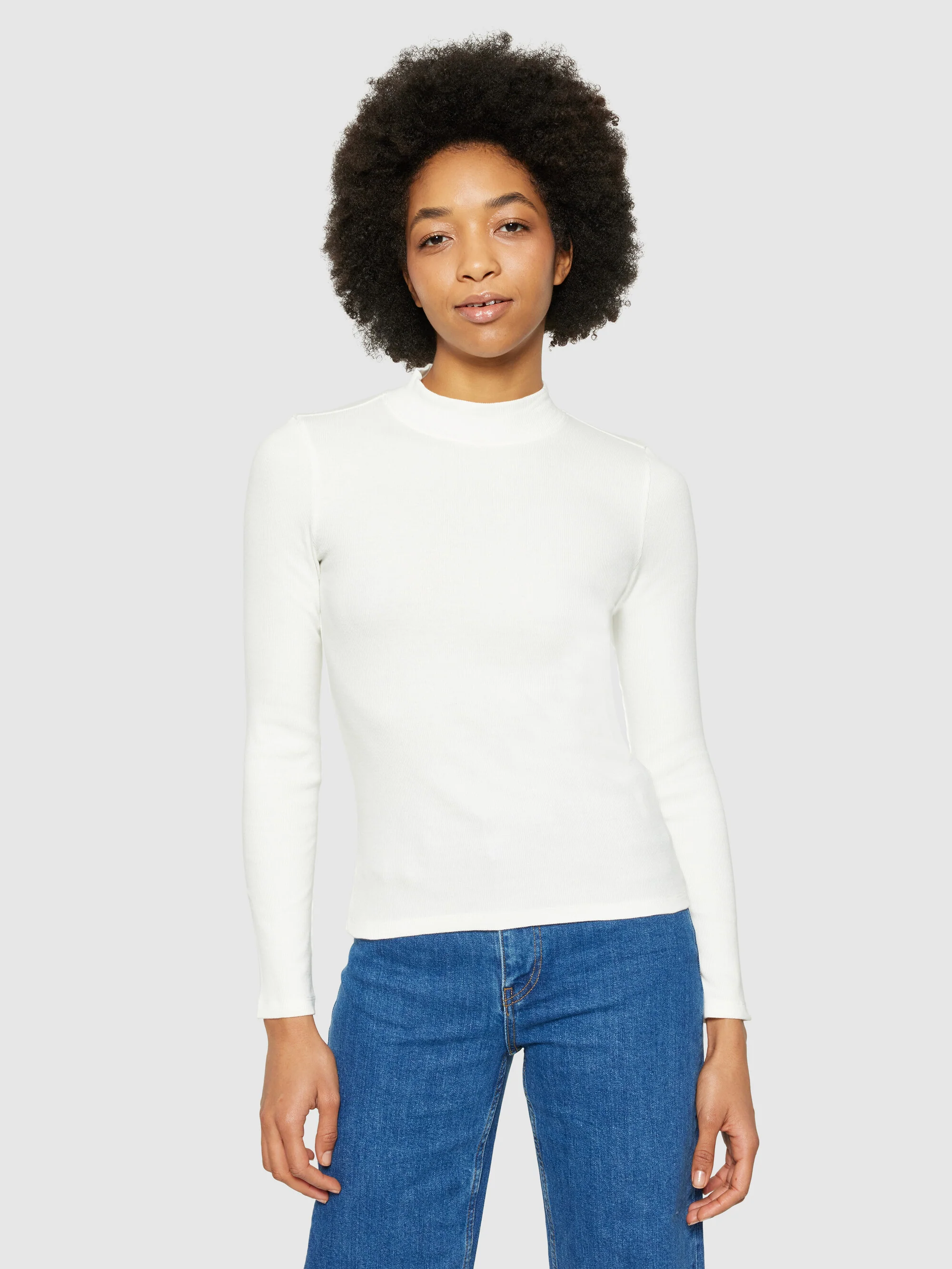 Rib high neck LS - Star White - Image 2