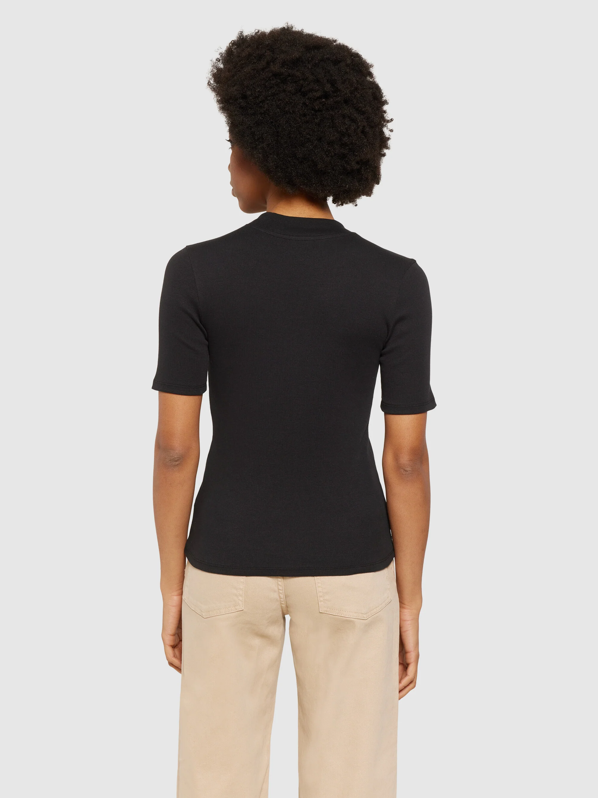 Rib high neck short sleeve - Black Jet - Image 3