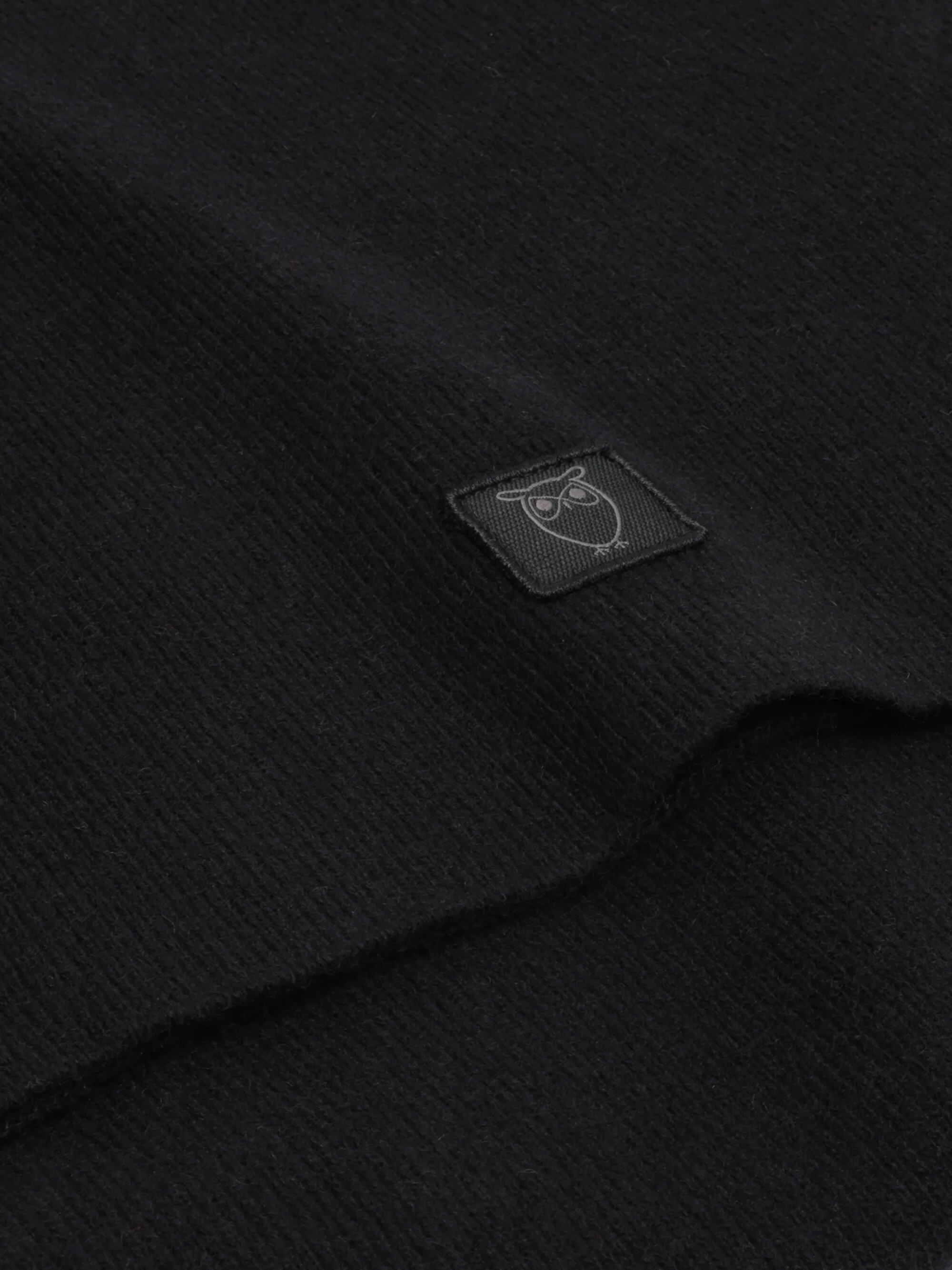 Rib knit wool scarf - Black Jet - Image 2