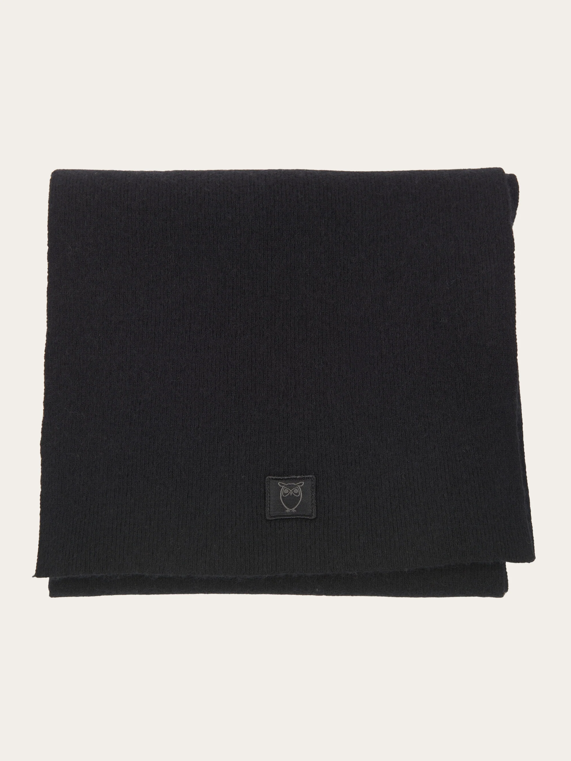 Rib knit wool scarf - Black Jet - Image 3