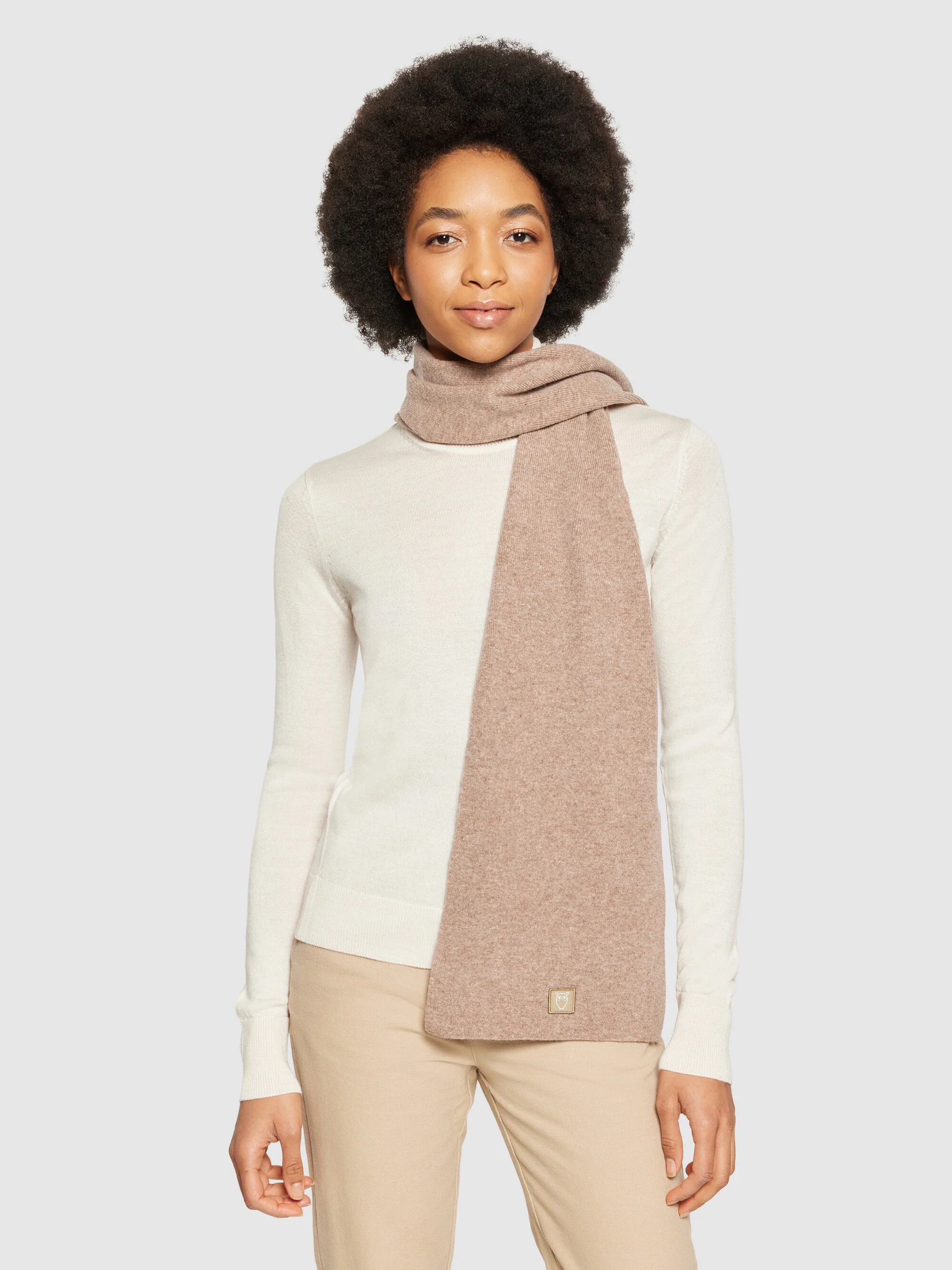 Rib knit wool scarf - Kelp melange - Image 3
