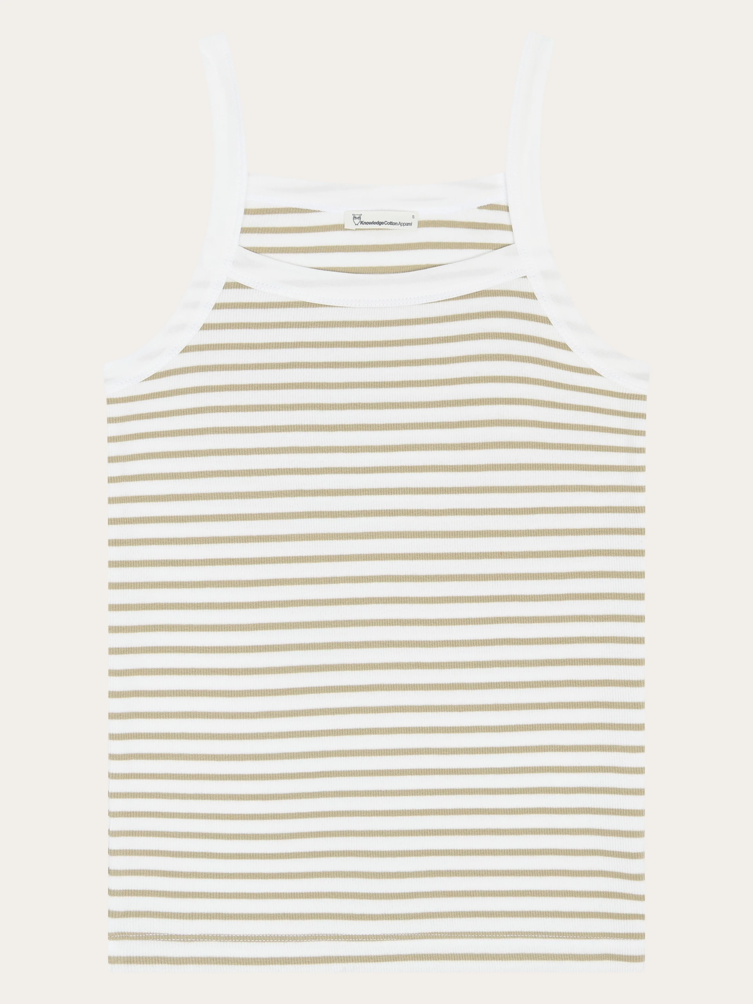 Rib strap top - Creme Stripe