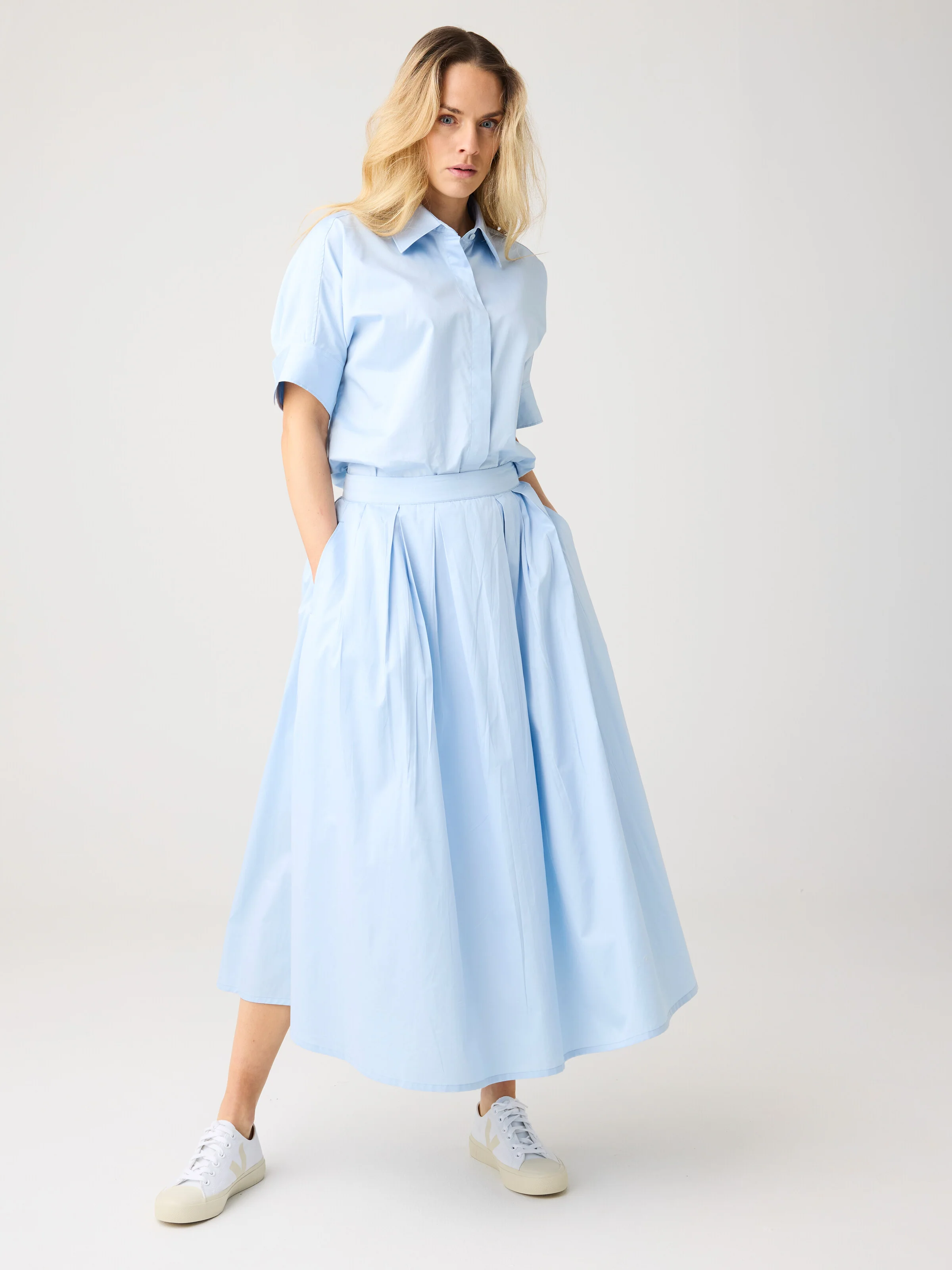 Satin pleat skirt - Skyway - Image 3