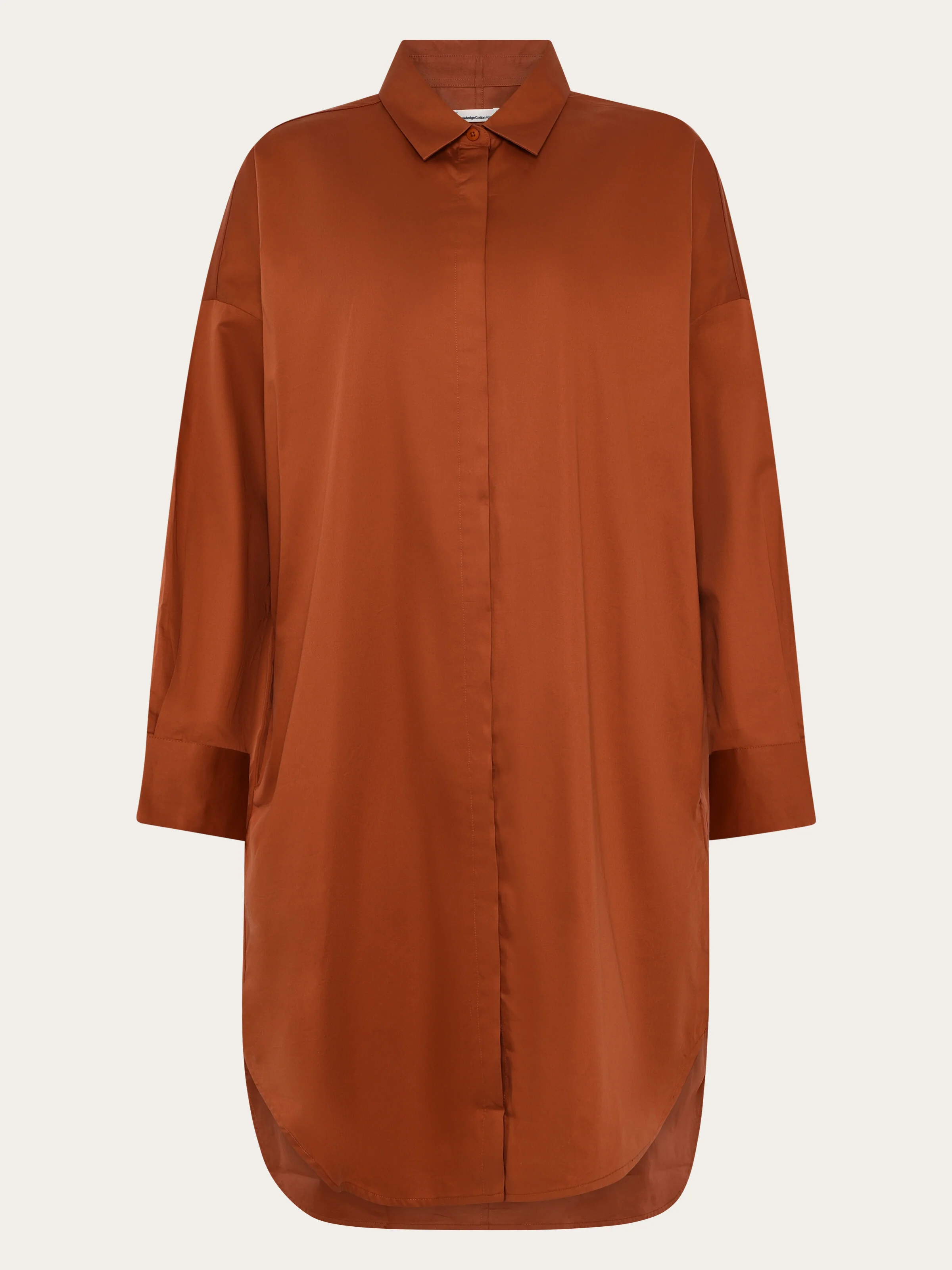 Satin shirt dress - Burnt Brick