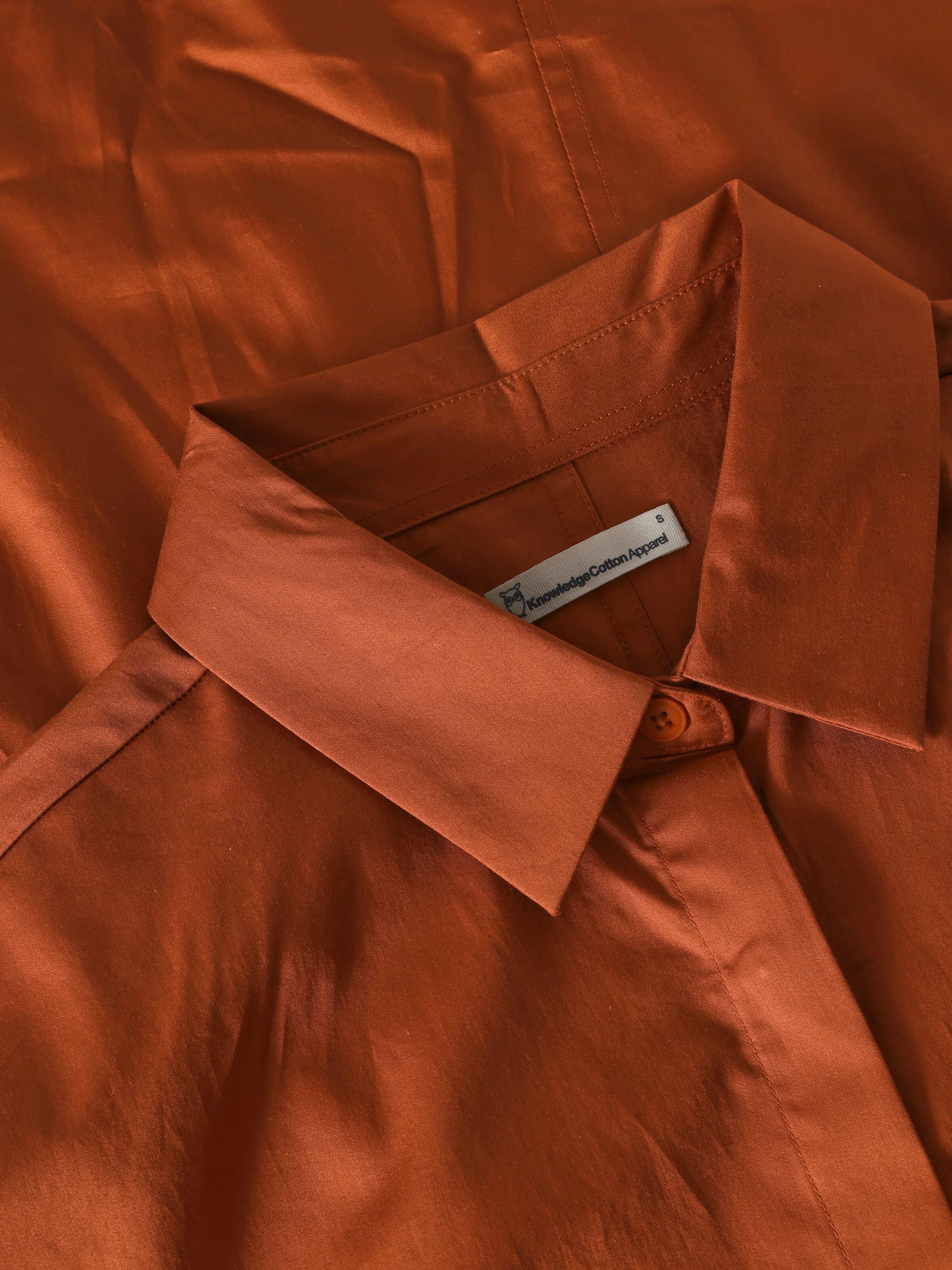 Satin shirt dress - Burnt Brick - Image 2