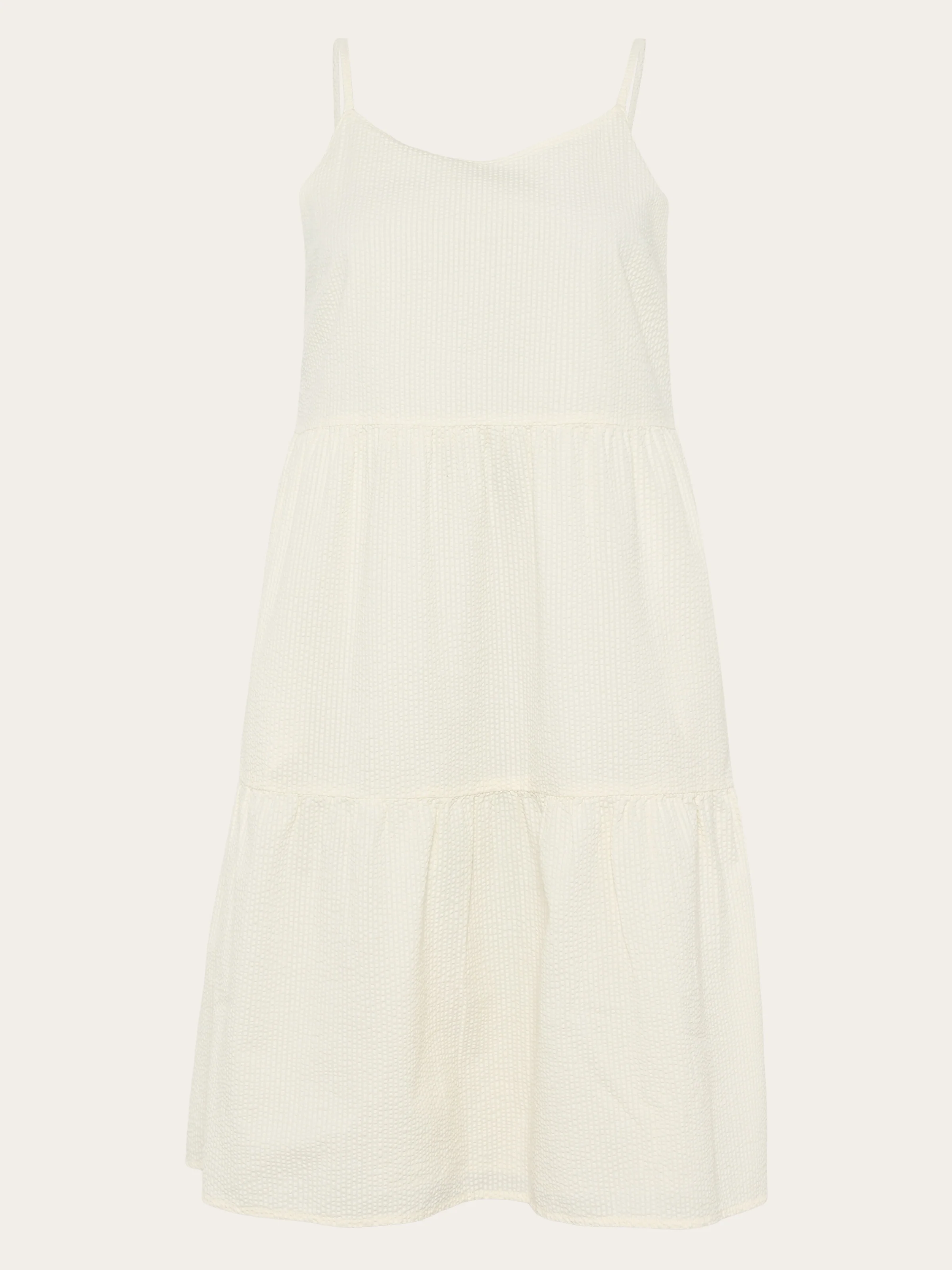 Seersucker strap dress - Egret