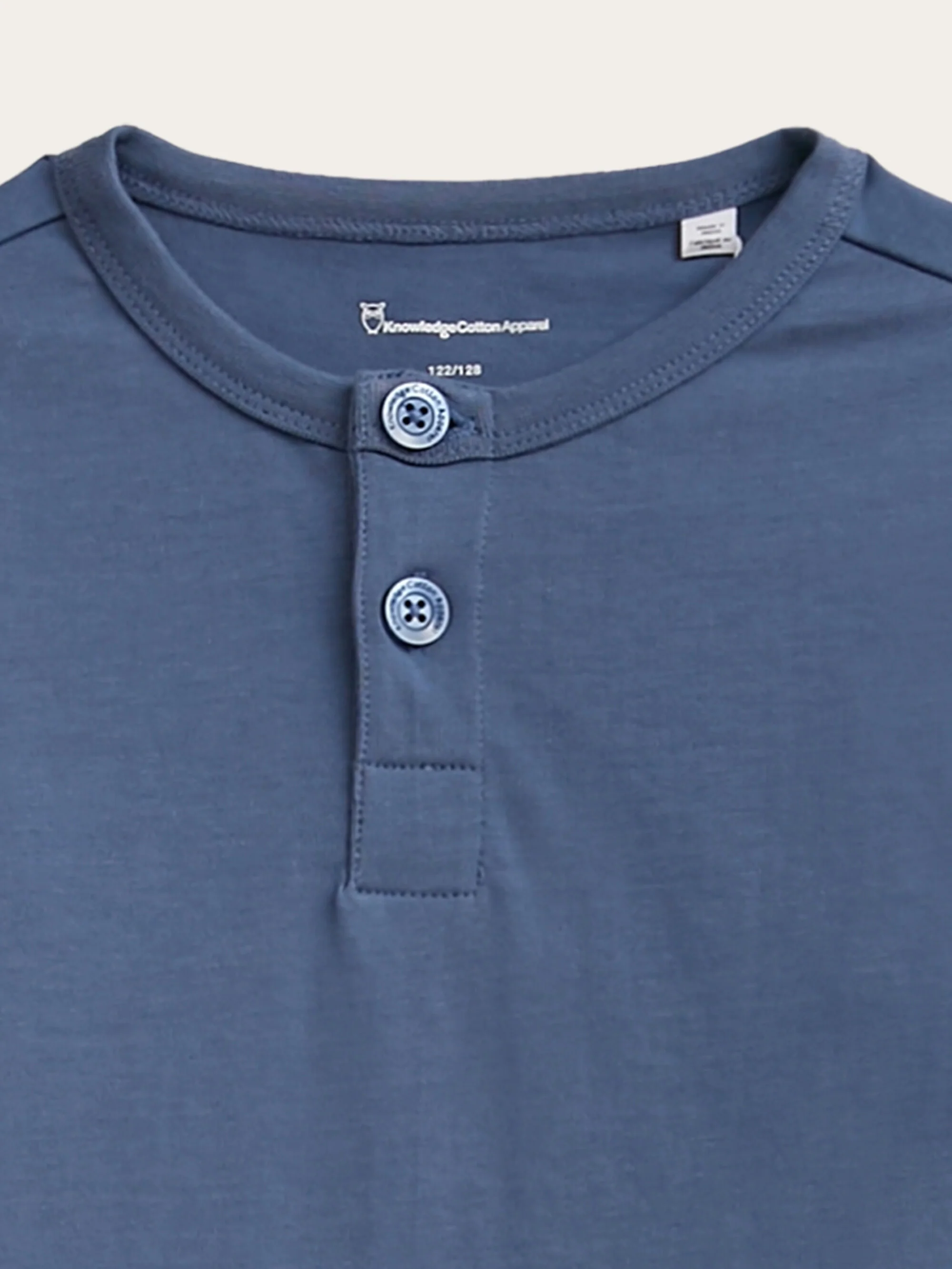 Slim long sleeve henley - GOTS/Vegan - Moonlight Blue - Image 3