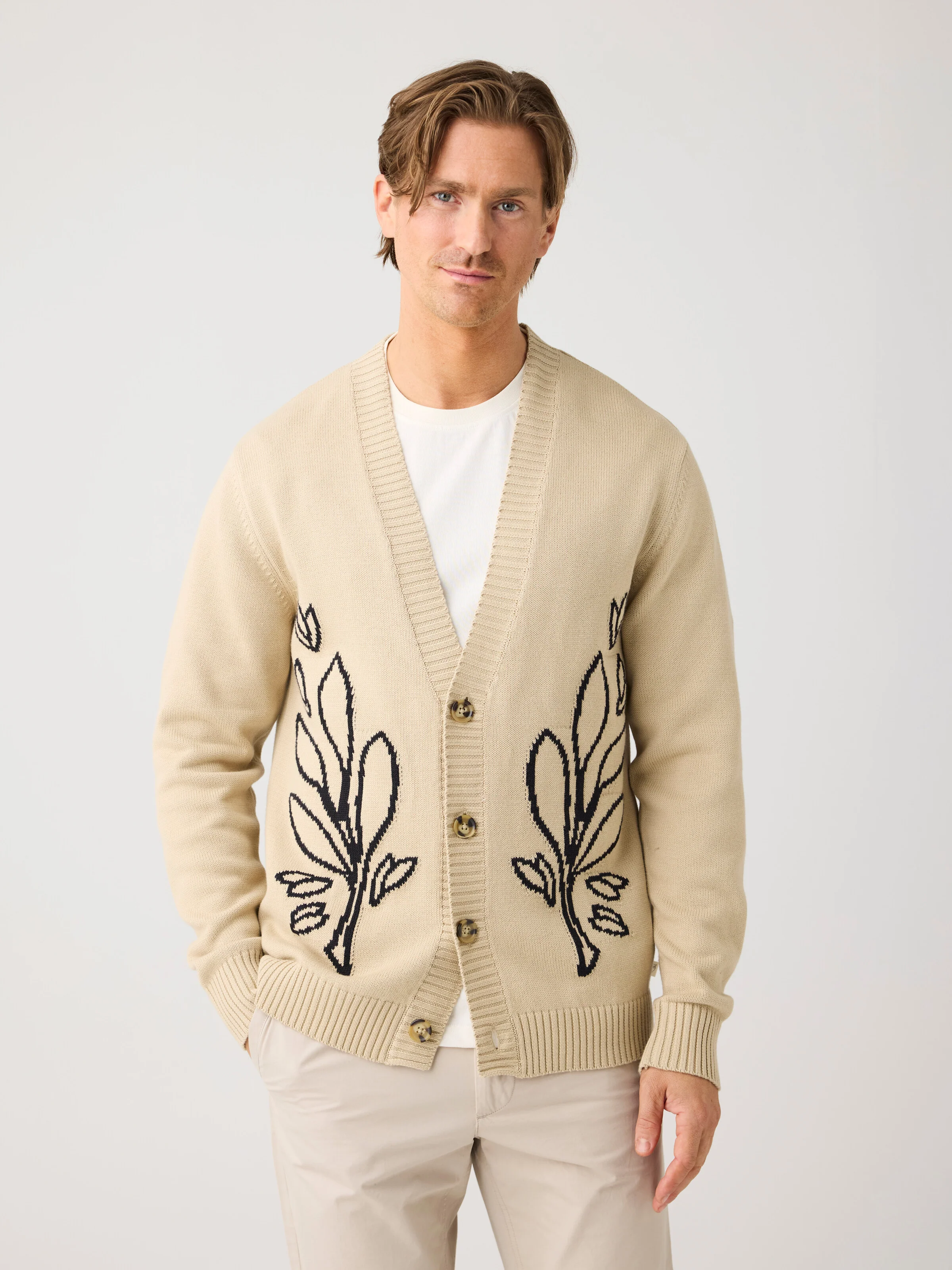 SOS Jacquard knitted Cardigan GOTS/Vegan - Light feather gray - Image 2