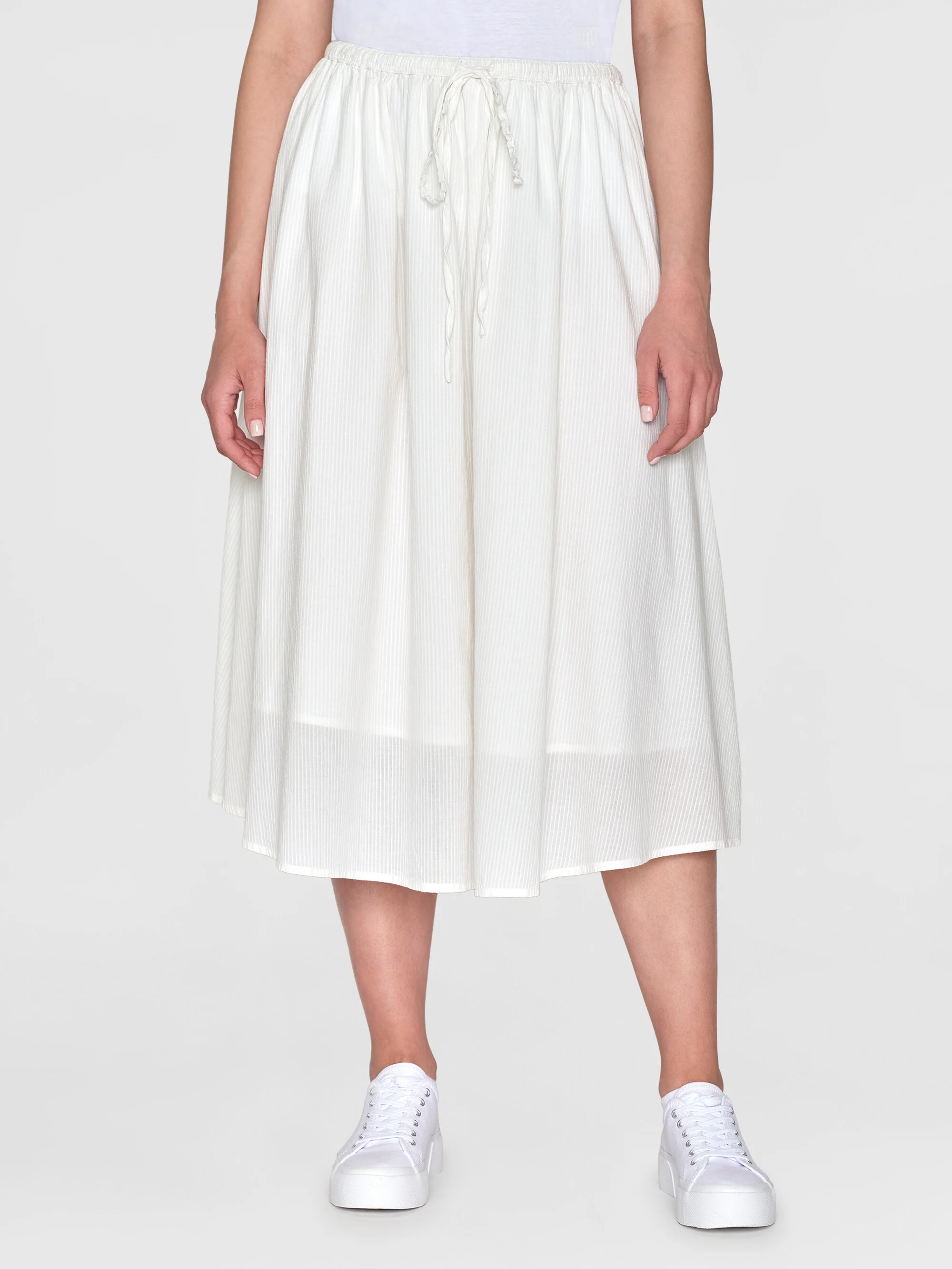 Stripe structure A-shape mid-length skirt - Egret - Image 2