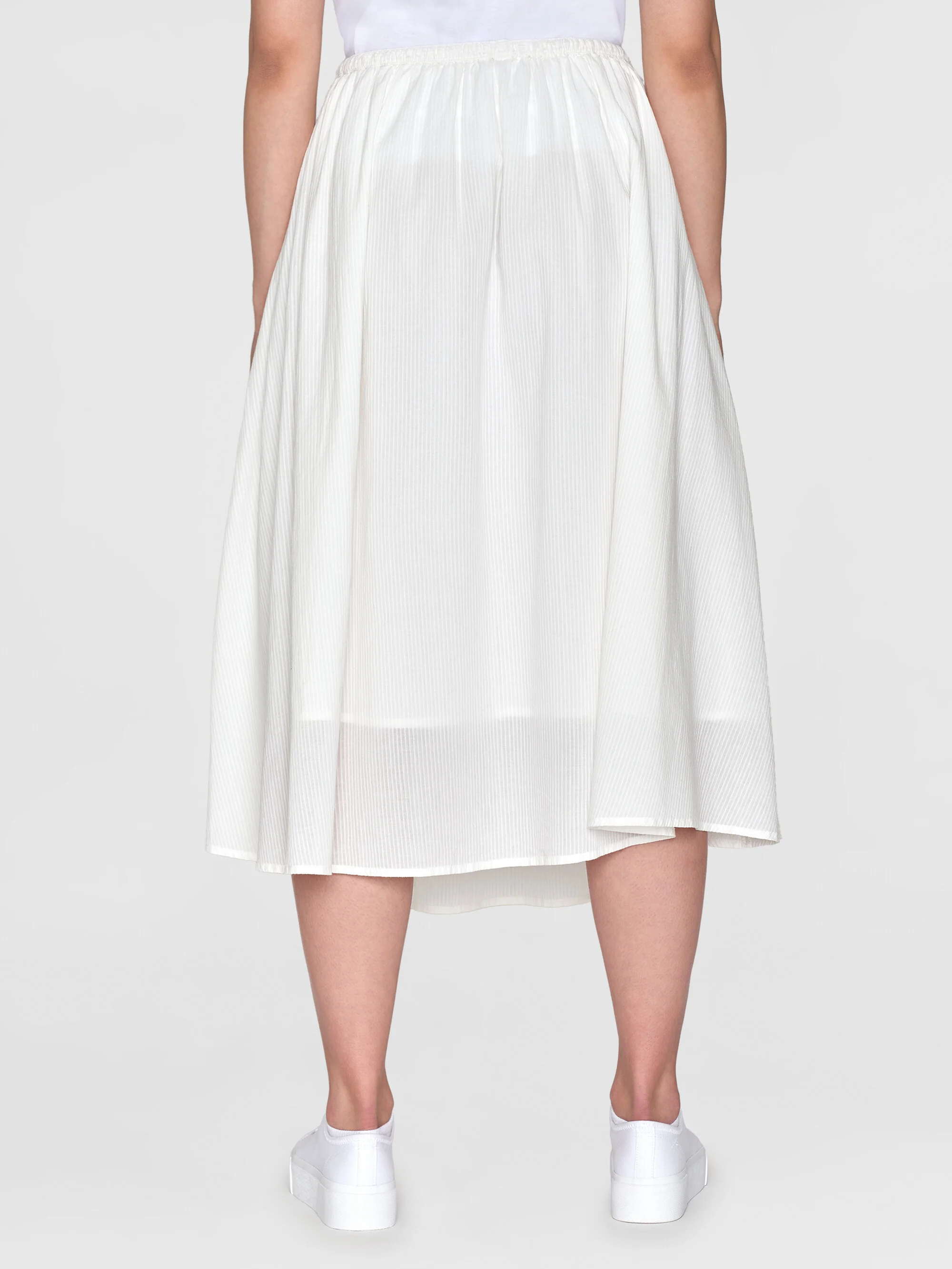 Stripe structure A-shape mid-length skirt - Egret - Image 3