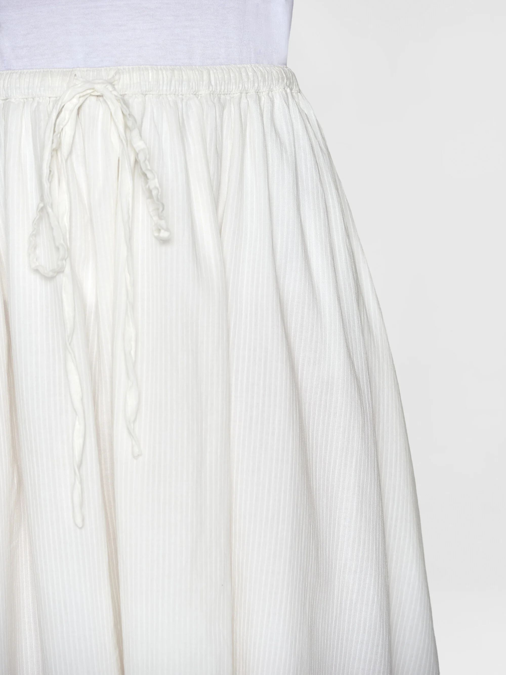 Stripe structure A-shape mid-length skirt - Egret - Image 5