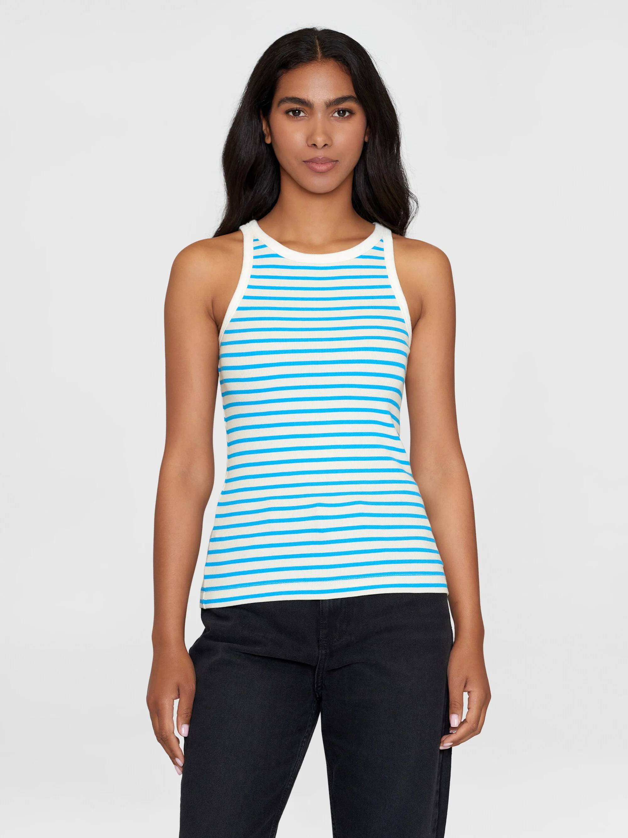 Striped racer rib top - Blue stripe - Image 2