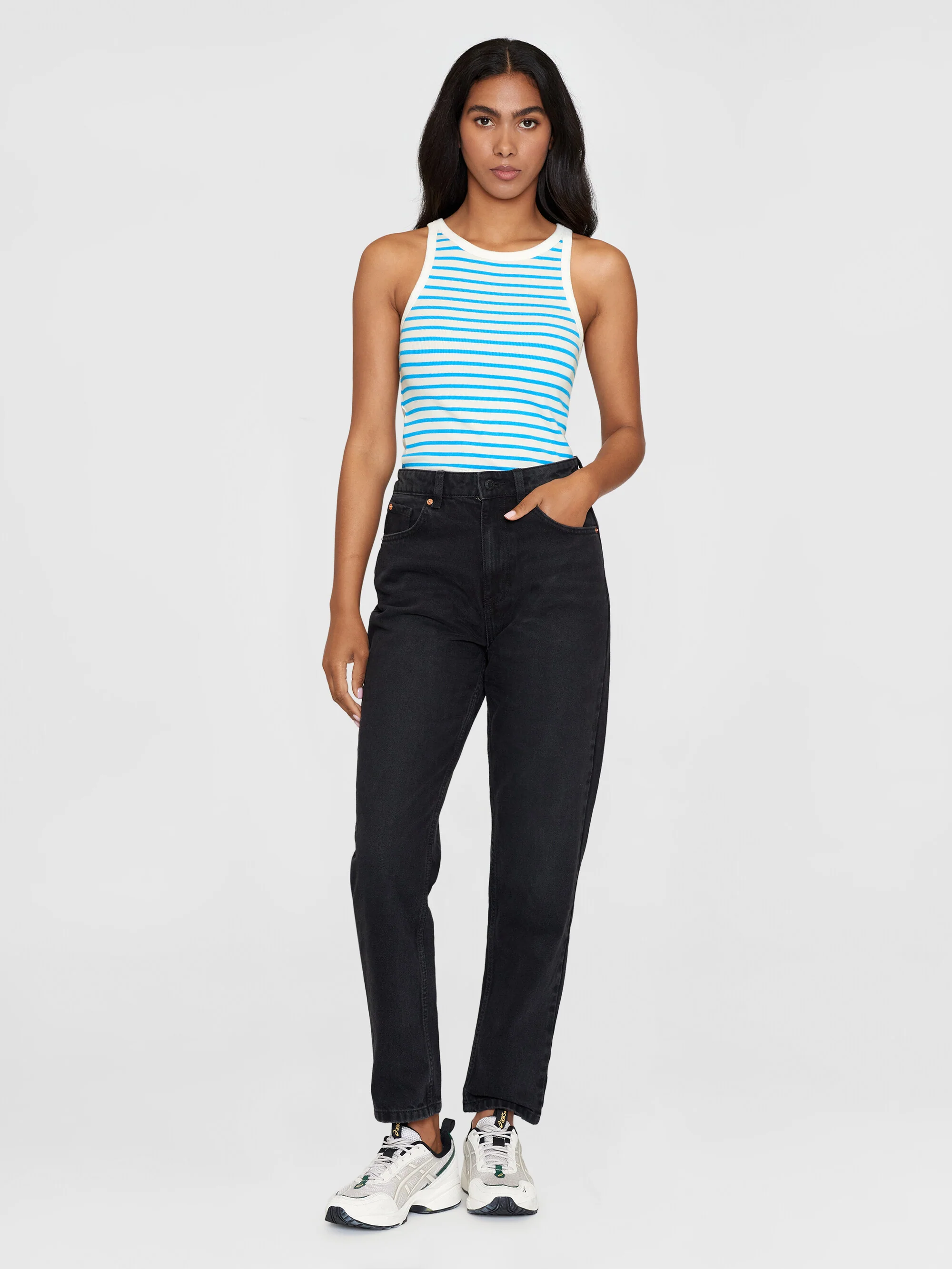 Striped racer rib top - Blue stripe - Image 4