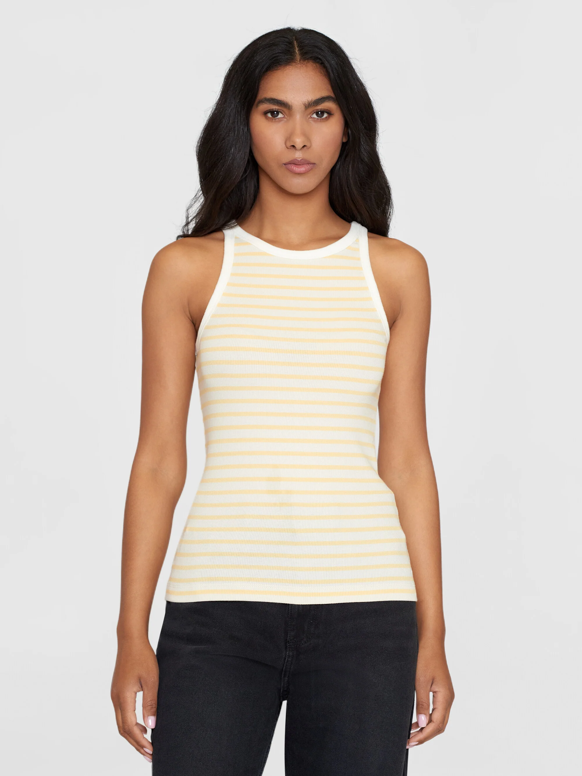 Striped racer rib top - Yellow stripe - Image 2