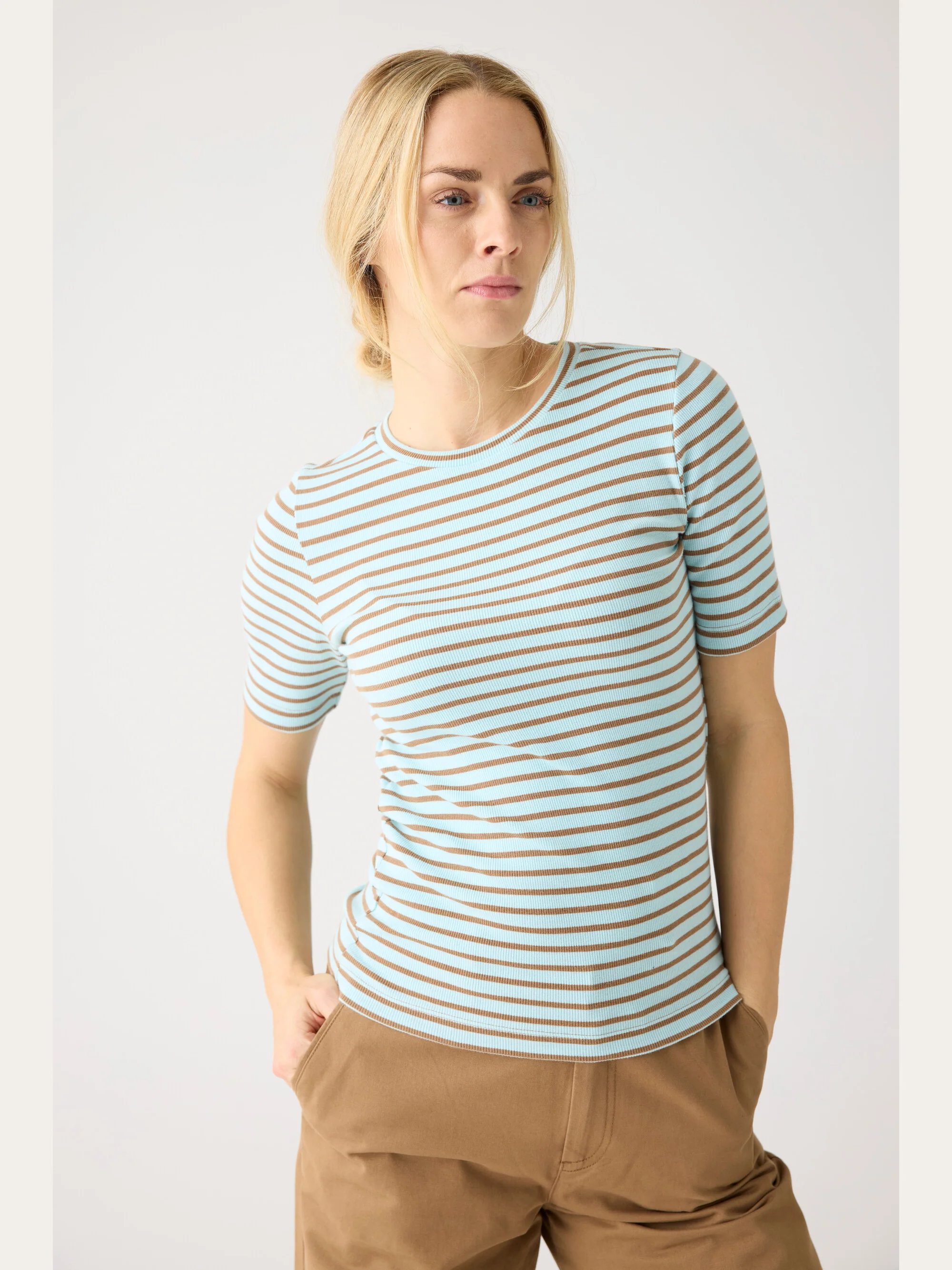 Striped rib t-shirt - Light Blue Stripe - Image 4