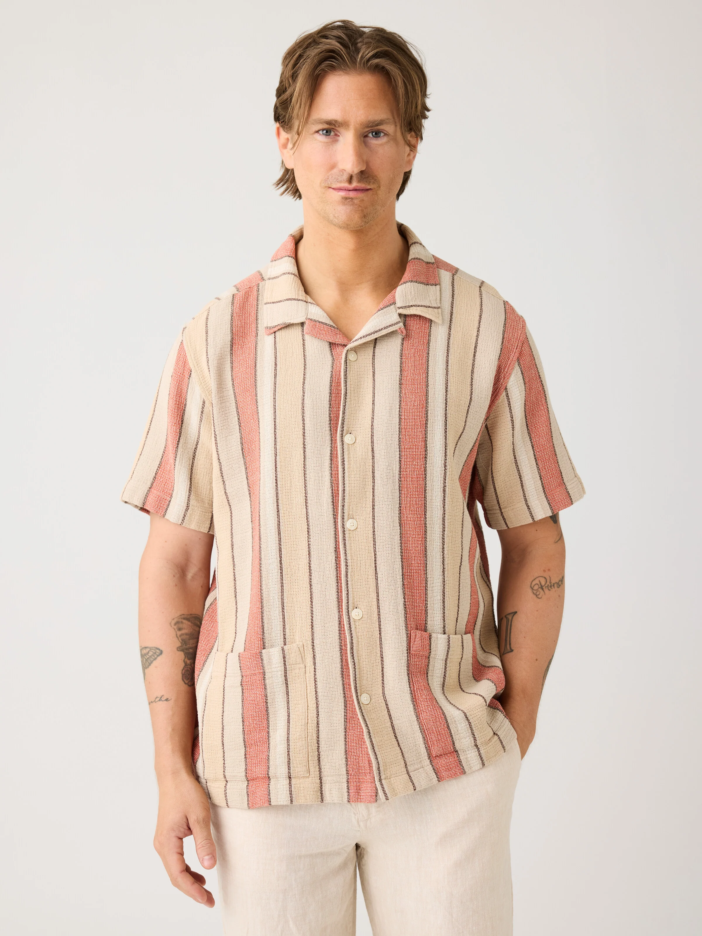 Striped short sleeve shirt - Red Stripe - Image 2