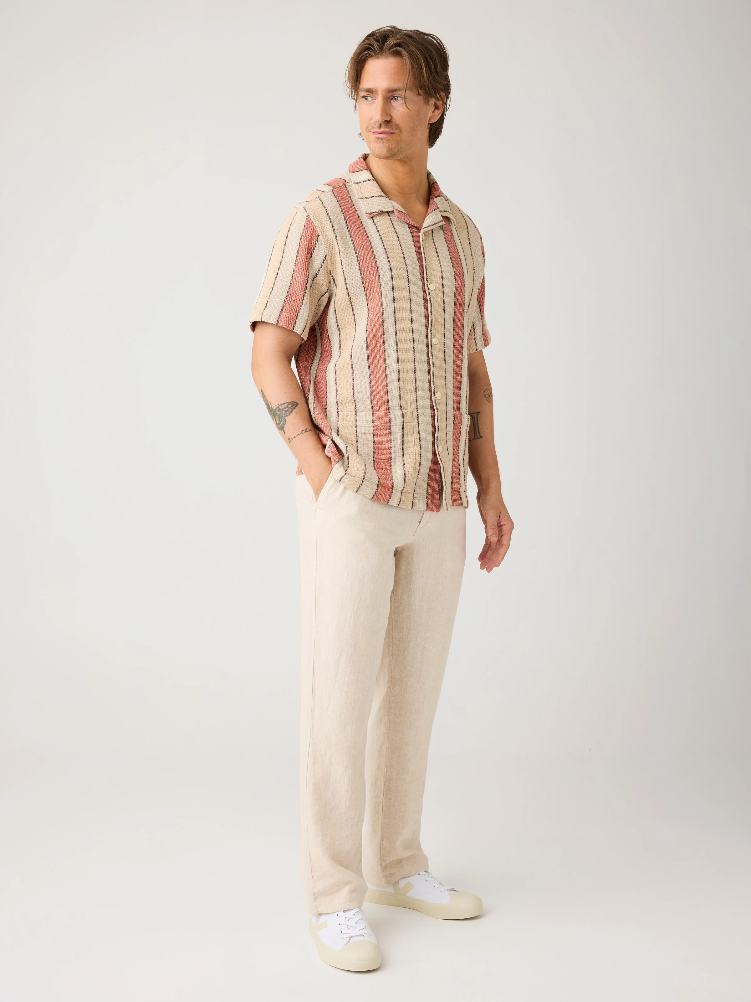 Striped short sleeve shirt - Red Stripe - Image 3