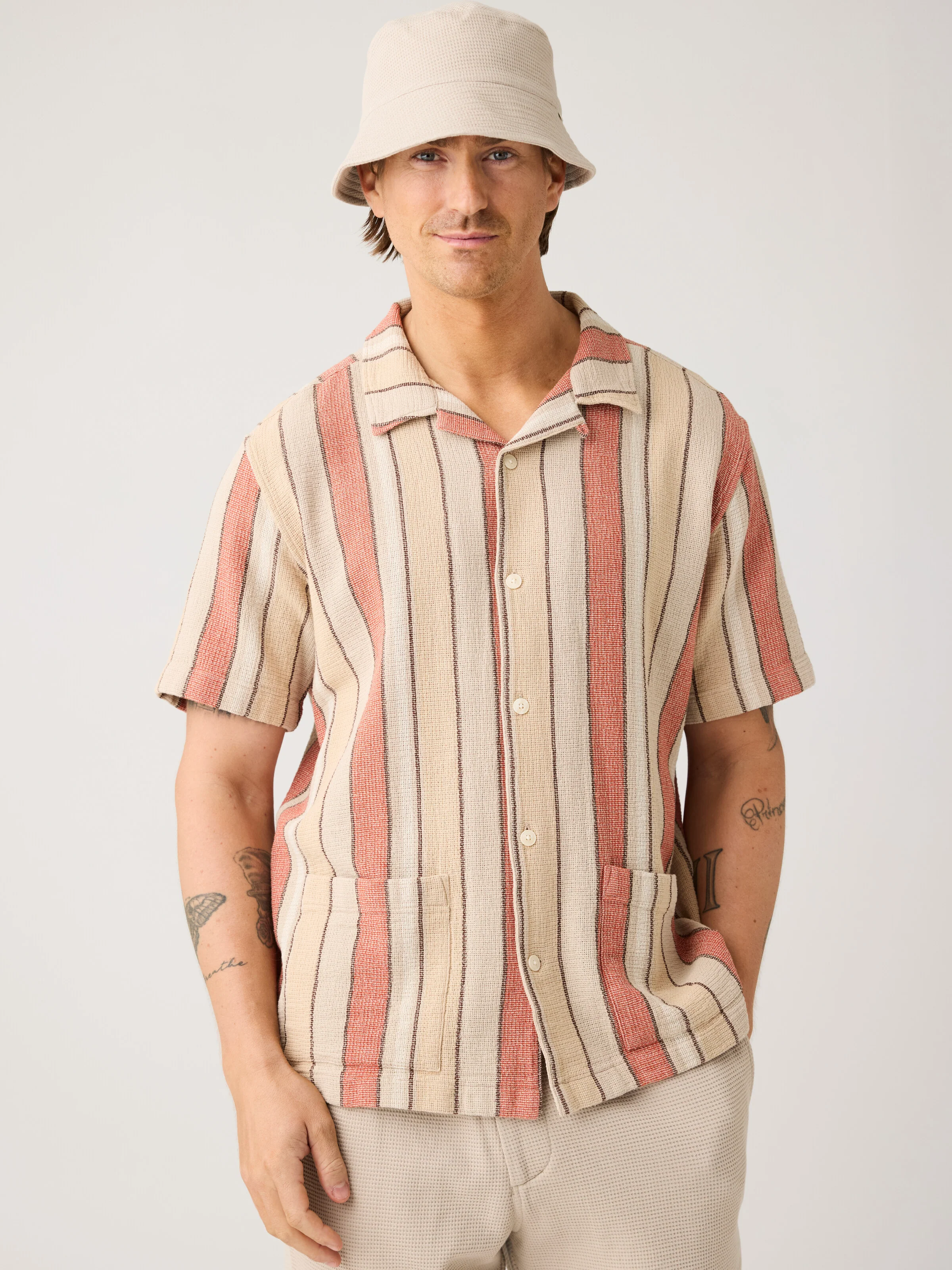 Striped short sleeve shirt - Red Stripe - Image 4