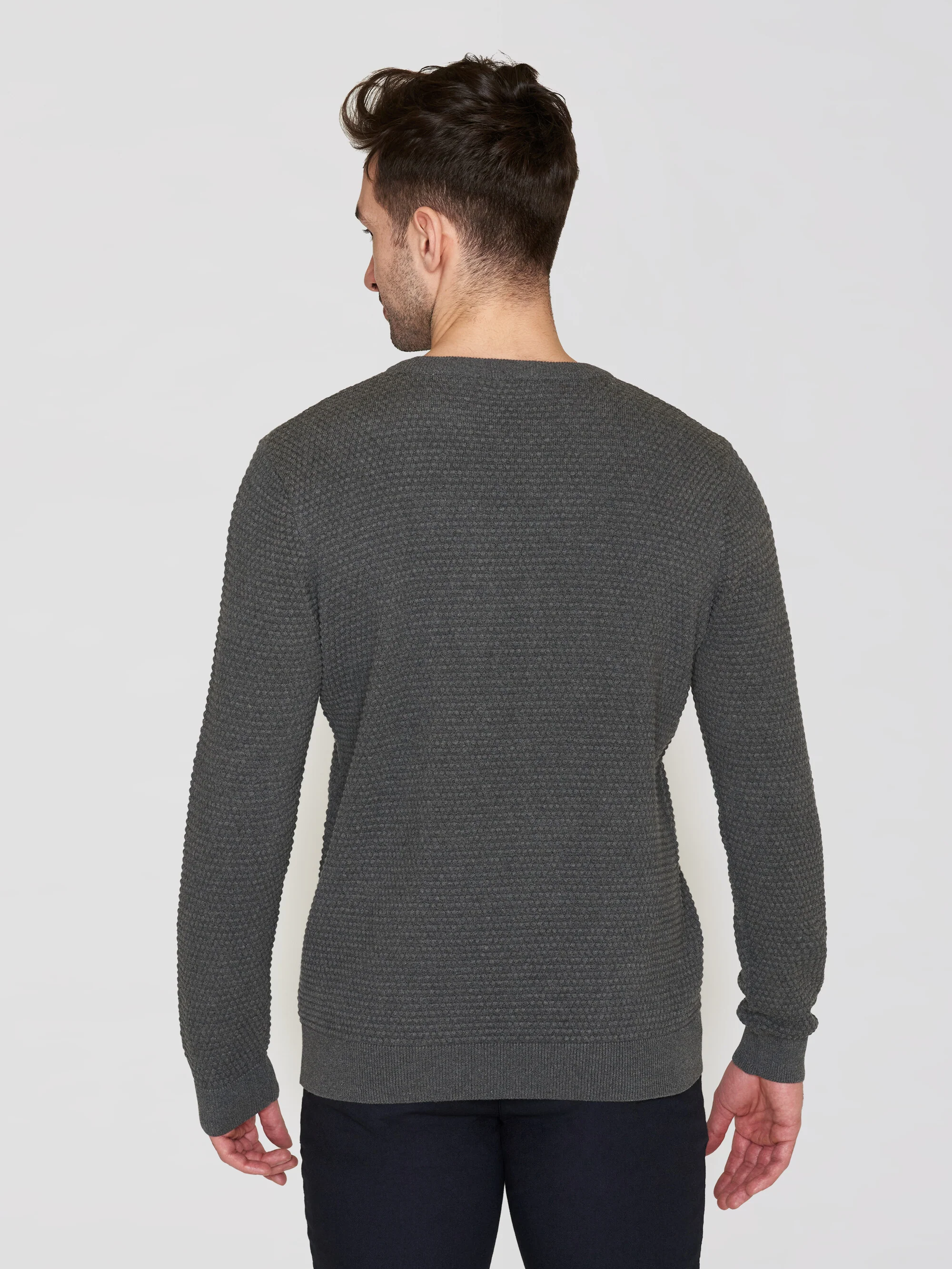 Bubble knit crew neck - Dark Grey Melange - Image 3