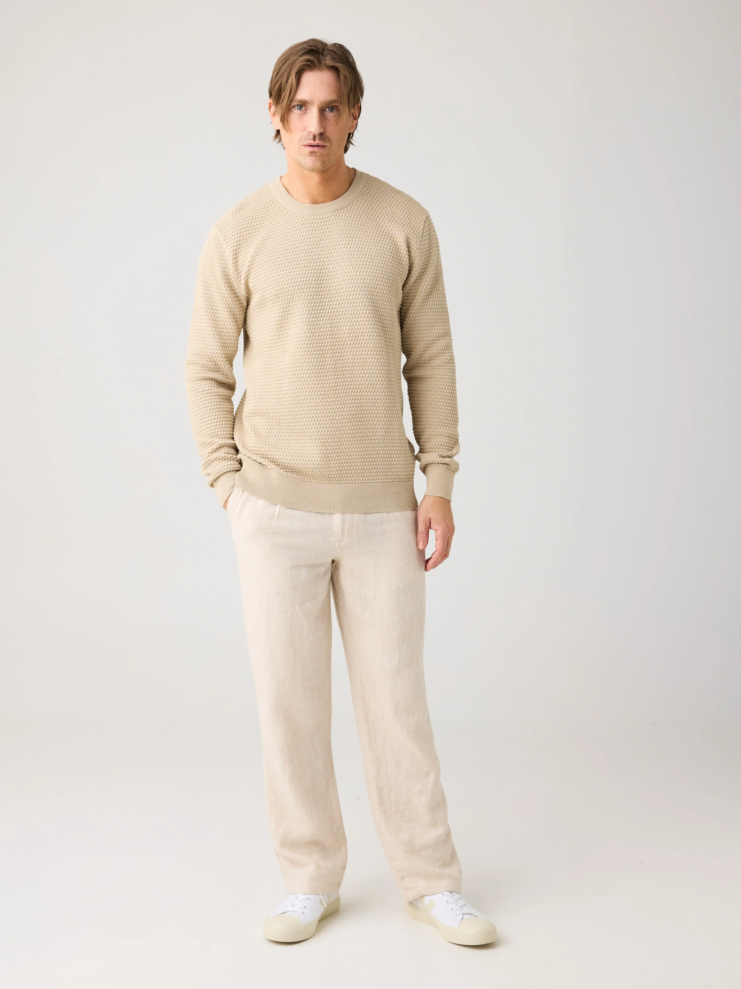 Bubble knit crew neck - Light feather gray - Image 3