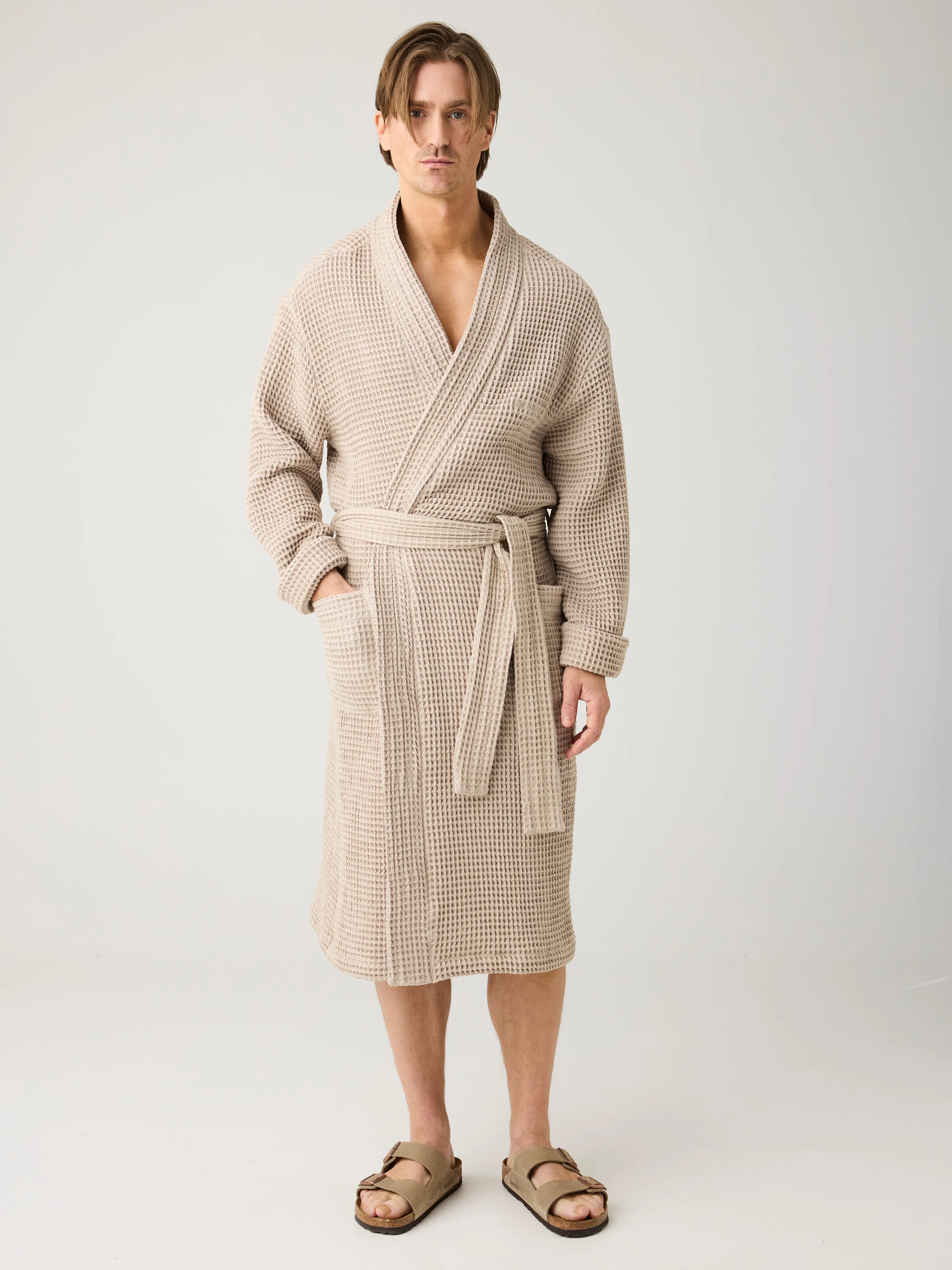Waffle bathrobe - Light feather gray - Image 4