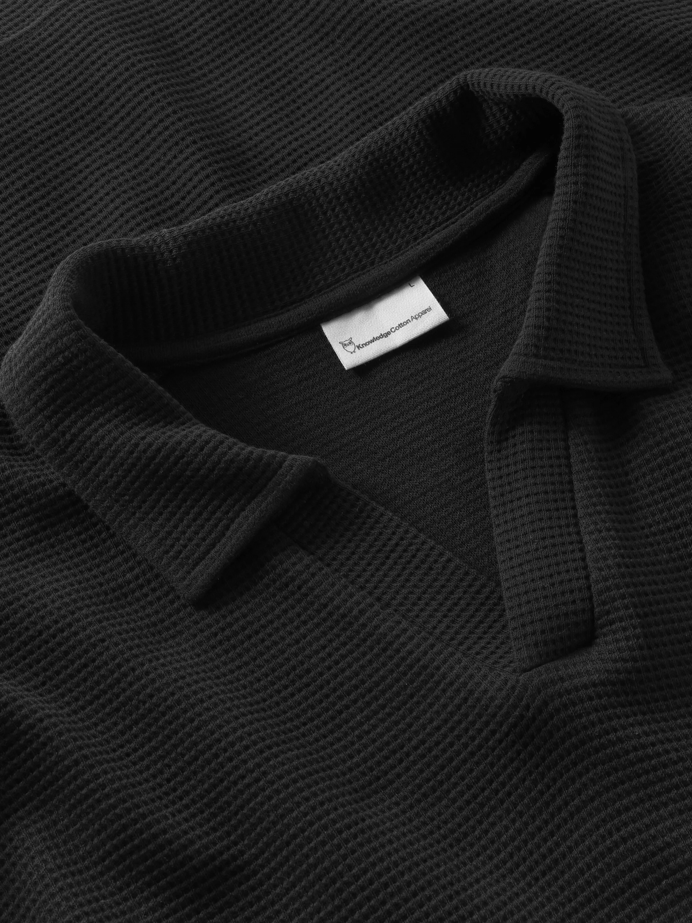 Waffle polo - Black Jet - Image 2