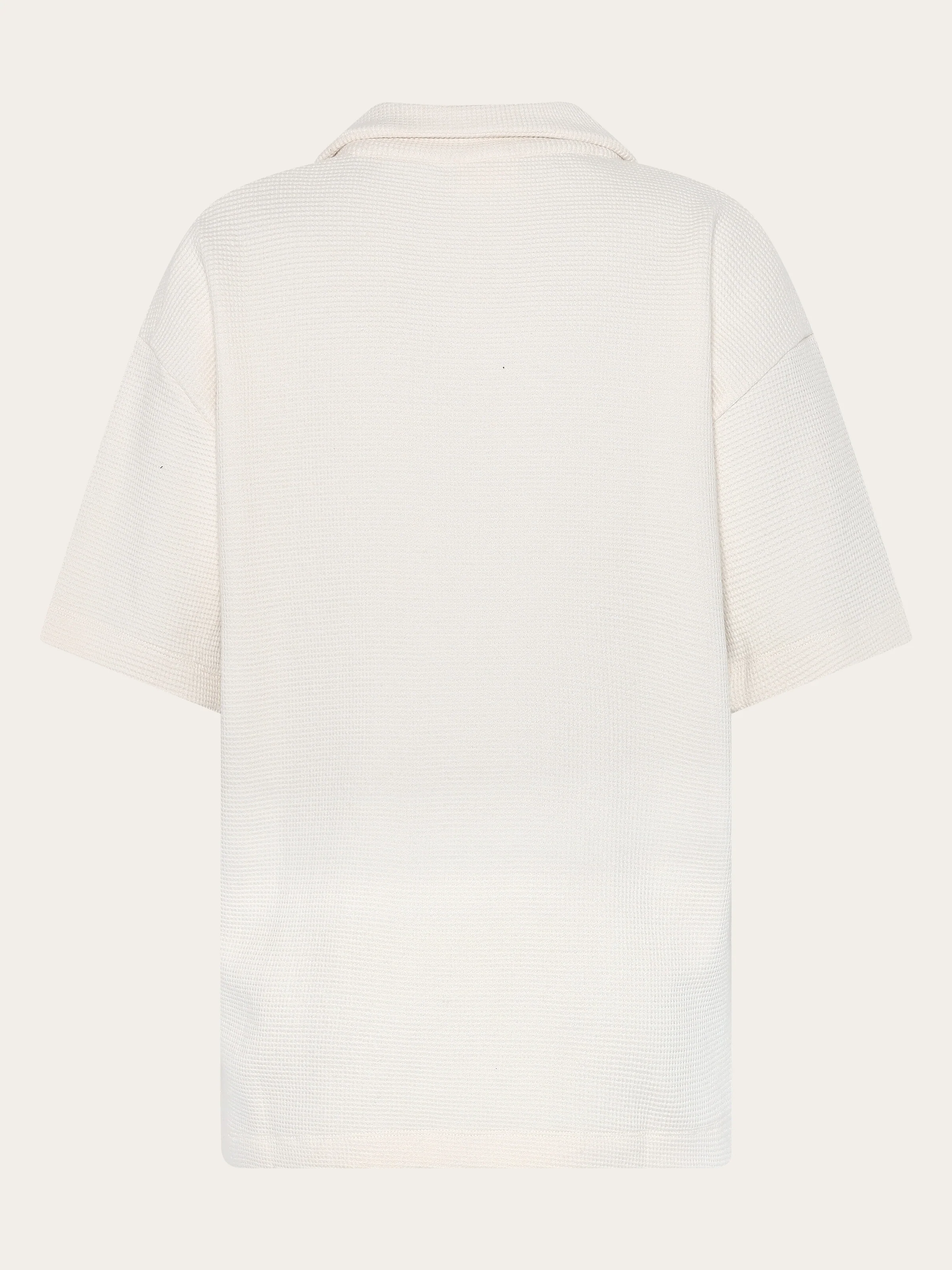 Waffle split neck polo - Egret - Image 4